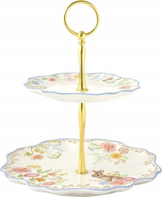 Kétszintes porcelán patera 21cm Easy Life nyúl virág patera sütemény