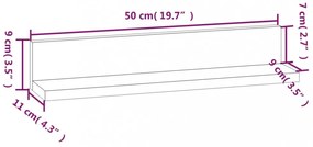 2 db tömör fenyőfa falipolc 50 x 11 x 9 cm