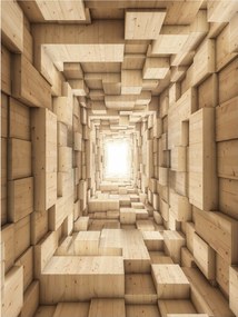 Fotótapéta Alagút Perspektíva Mélység Illúzió Fa blokkok 206x275 +ragasztó
