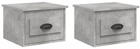 2 db betonszürke falra szerelhető éjjeliszekrény 41,5x36x28 cm
