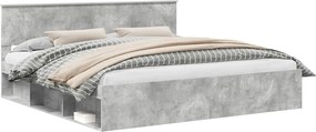 vidaXL Ágykeret fejtámlával Beton 200 x 200 cm Tömör fenyőfa