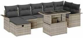 vidaXL Kerti Kanapé Szett párnával 8 pcs Világosszürke Poli rattan