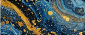 Kép - Kék absztrakció arannyal (120x50 cm)