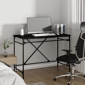 fekete szerelt fa és vas íróasztal 100 x 50 x 75 cm