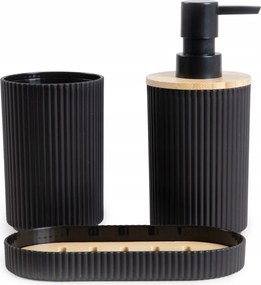 Fürdőszoba szett Cruz adagoló, szappantartó pohár fekete Homla