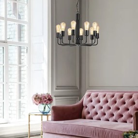 Csillár láncon TIFFANY 10xE27/60W/230V fekete