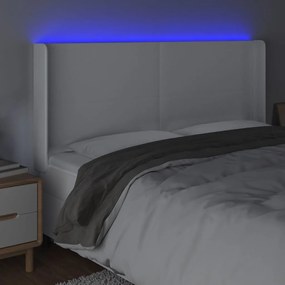 fehér műbőr LED-es fejtámla 203x16x118/128 cm