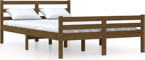vidaXL Small Double mézbarna tömör fa ágykeret 120 x 190 cm