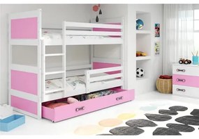 Gyerek emeletes ágy RICO 190x80 cm Fehér Rózsaszín