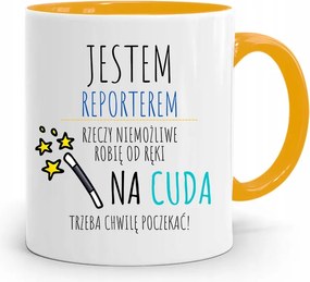 Sárga Bögre Ajándék Riporter Újságírónak fényképes nyomtatással