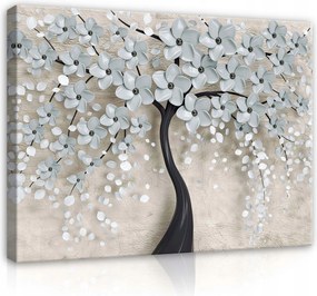 Vászonkép 80x60 3D texturált fa Virágok tavasz nyugalom művészet