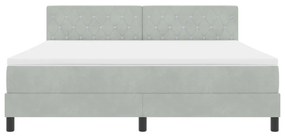 Boxspring Ágy Matrac Könnyű Szürke Super King Bársony