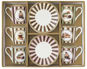 Porcelán eszpresszó kávés csésze 6 személyes szett díszdobozban Sweet Moments