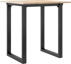 vidaXL tömör fenyőfa és acél étkezőasztal O-vázzal 60x60x75 cm