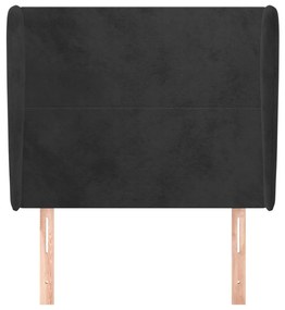 fekete bársony fejtámla szárnyakkal 83 x 23 x 118/128 cm