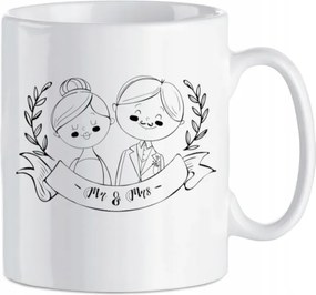 Ajándék pároknak Bögre nyomott mintás Mr and Mrs 330 ml