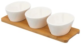 Altom Regular porcelán mártogatós készlet bambusz tálcán 150 ml, 3 db