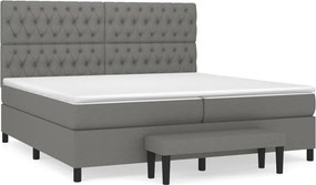 vidaXL sötétszürke szövet rugós ágy matraccal 200 x 200 cm