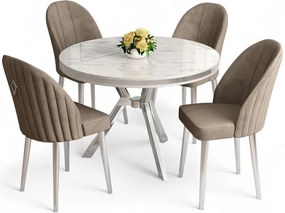Mos étkezőgarnitúra, fehér márvány-króm, 90 cm – TR240CHR2927
