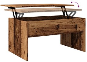 antik fa színű szerelt fa dohányzóasztal 80 x 50,5 x 41,5 cm