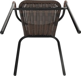 Egymásba rakható szék, barna/fekete fém, DOREN