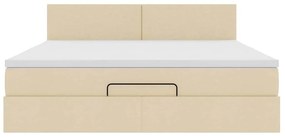 krémszínű szövet ottomán ágy matraccal &amp; LED-ek 180x200cm