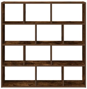 füstös tölgy színű szerelt fa fali kockapolc 12 rekeszes színű