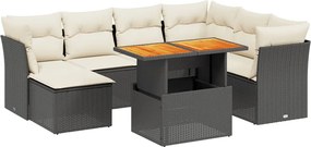 vidaXL 8 részes fekete polyrattan kerti ülőgarnitúra párnákkal