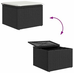 Kerti Kanapé Szett párnával 5 pcs Fekete és fehér Poli rattan