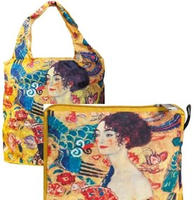Táska a táskában, polyester,Klimt:Lady with Fan,42x48cm,összehajtva 16x13cm