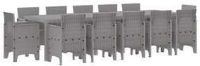 Kert étkező szett 13 pcs Világosszürke Poli rattan