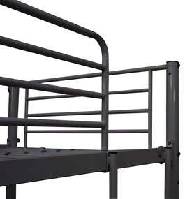 szürke fém emeletes ágykeret asztallal 90 x 200 cm