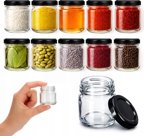 10 db Üveg Tároló Befőttesüveg 40ml Méz Fűszer Ajándék Kupakok