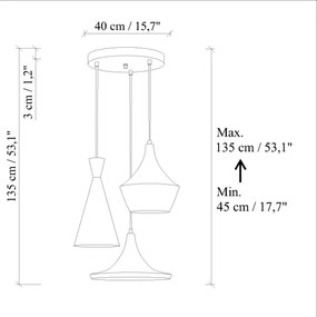 Zsinóros függőlámpa TOM 3xE27/40W/230V, kék