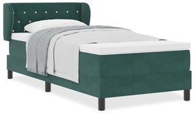 Boxspring Ágy Matrac Nélkül - Sötét Zöld - 90x190 cm - Bársony