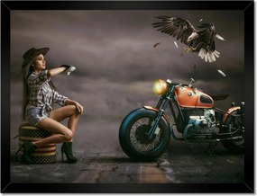 Poszterek keretben 40x30 Motorkerékpár és lány