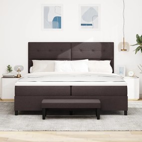 Box Spring Ágy matraccal és padtartóval Sötét Barna 200x200 cm Szövet