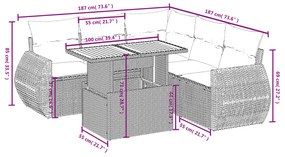 6 részes szürke polyrattan kerti ülőgarnitúra párnákkal