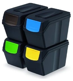 PROSPERPLAST SORTIBOX II antracit hulladékgyűjtő, térfogat 4x25L