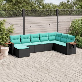 vidaXL 8 részes fekete polyrattan kerti ülőgarnitúra párnával