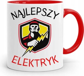 Piros Bögre Villanyszerelőnek A Legjobb Villanyszerelő fényképes nyomtatással