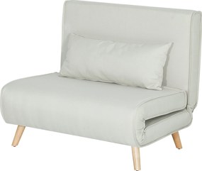 HOMCOM Egyszemélyes Kanapéágy, Ággyá Alakítható, Állítható Háttámla, Relaxáló, Nordic Skandináv Stílusú, 25D Hab, Otthoni Vászon Anyag, Fenyő Fa, Krém