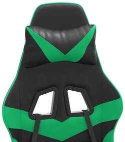 vidaXL fekete és zöld műbőr forgó játékszék lábtartóval