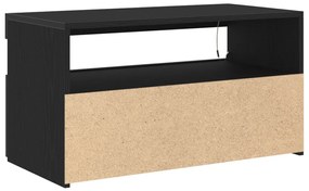 LED-es tévékabinet, fekete tölgy, 75x35x40 cm, összeszerelve, fa