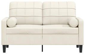 vidaXL 2 személyes krémszínű bársony kanapé díszpárnákkal 120 cm