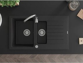 Mexen Matias - gránit mosogató 90,0x50,5cm, 1,5 kamrás, fekete, 6502901505-77
