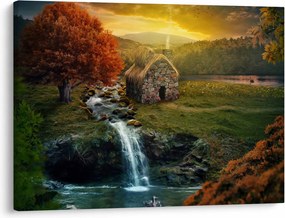 Egy ház képe egy mesebeli tájban (70x50 cm)