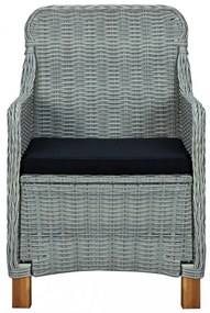 vidaXL 7 részes világosszürke polyrattan kültéri étkezőszett párnákkal