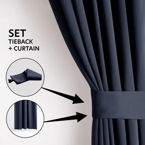 Sötétkék sötétítő termo függöny 140x245 cm Pleat – Restilo