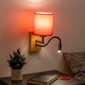 Brilagi - LED Fali lámpa NUBILA WOOD 1xE27/25W/230V + LED/3W tölgy/piros